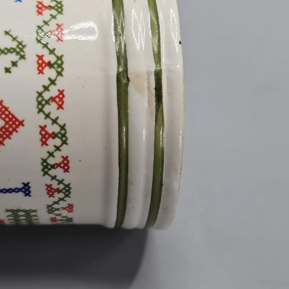 Vintage Ceramic Crosstitch Salt Pepper Shakers Grandmacore Cottage Country Japan